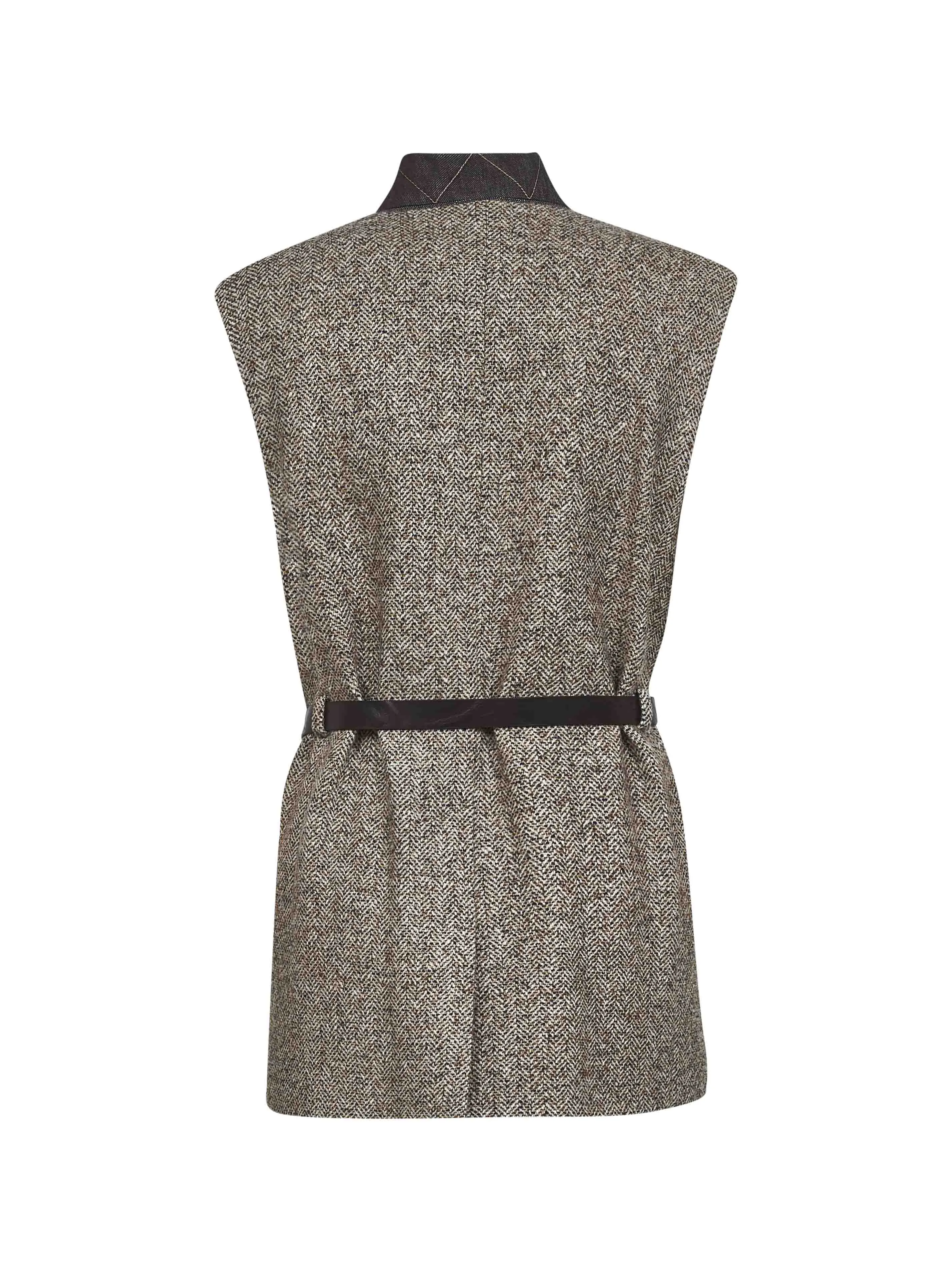 Beige Wool and Silk Chevron Waistcoat sold by Lord & Taylor product image thumbnail 4