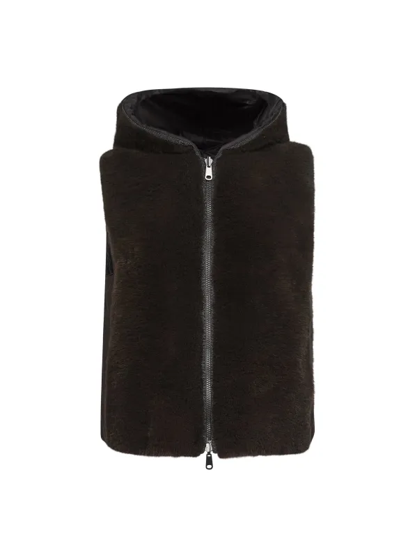 Brown Fur and Nylon Reversible Vest sold by Lord & Taylor