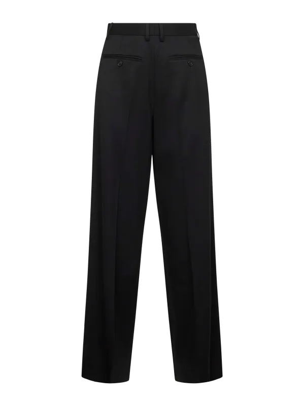 Black Virgin Wool Blend Straight Trousers sold by Lord & Taylor