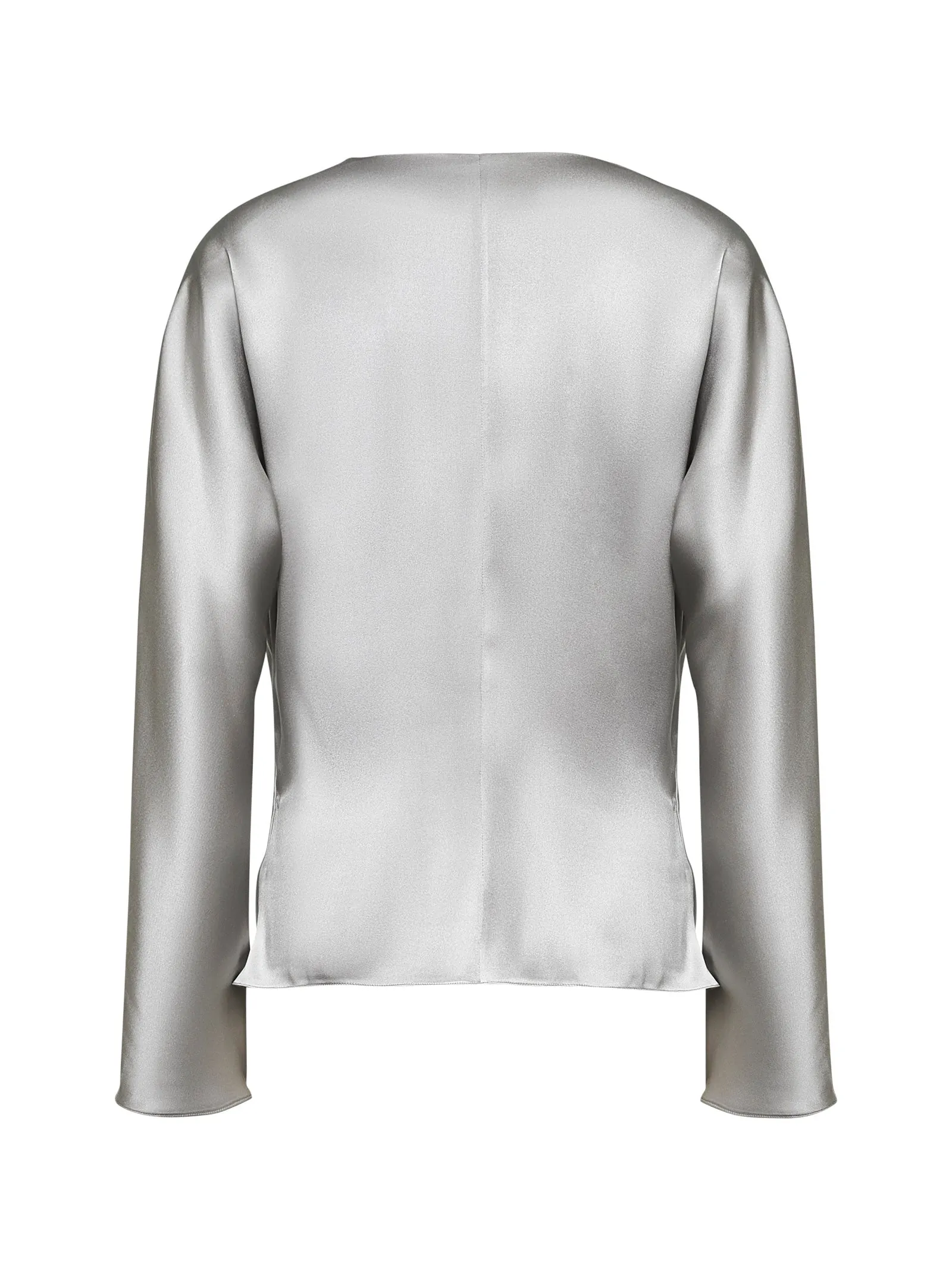 Grey Double Silk Satin Blouse sold by Lord & Taylor product image thumbnail 2