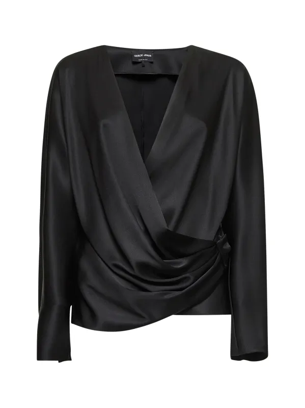 Black Double Silk Satin Blouse sold by Lord & Taylor