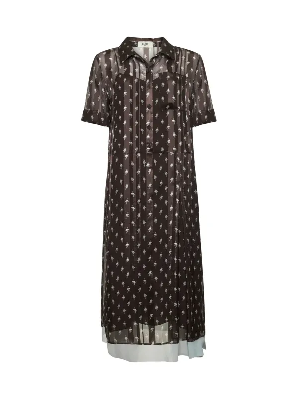 Brown Floral Chiffon Shirt Dress sold by Lord & Taylor