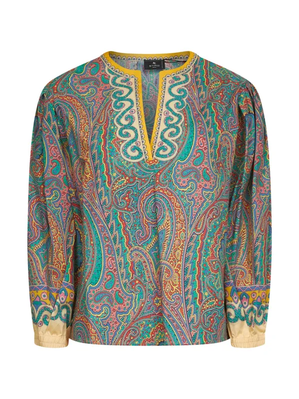 Paisley Print Stretch Cotton Blouse sold by Lord & Taylor