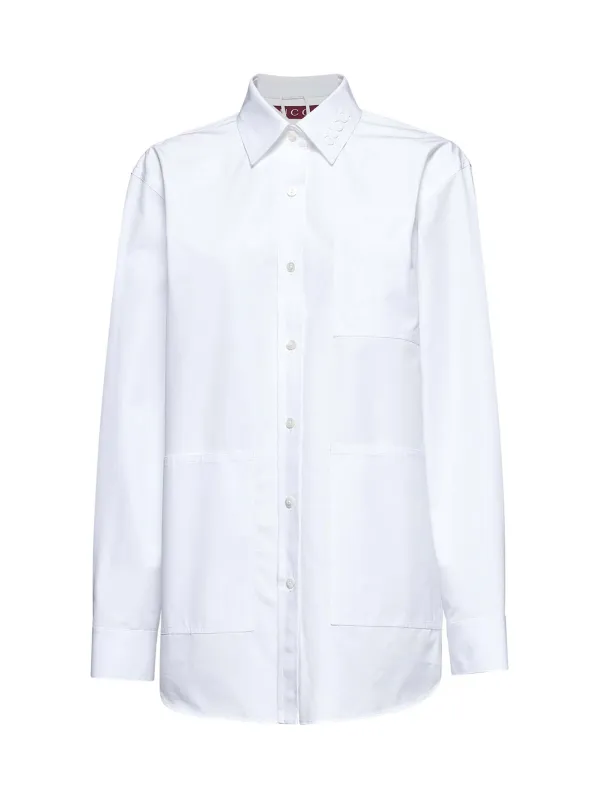 White Poplin Logo Shirt sold by Lord & Taylor
