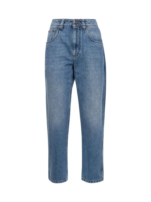 Light Blue Baggy Tapered Jeans sold by Lord & Taylor