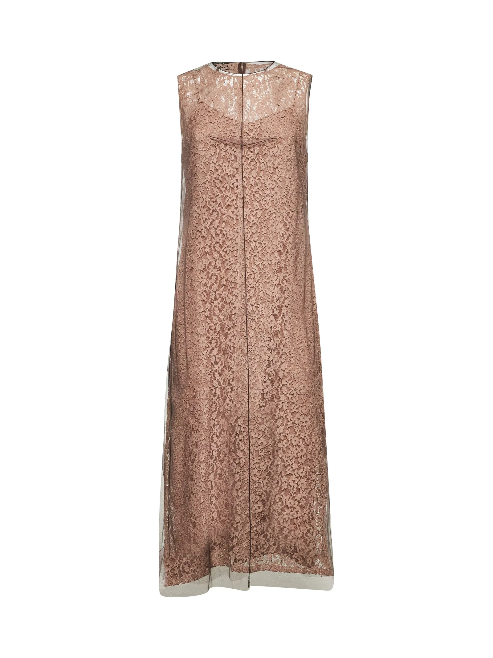 Pink Floral Lace Layered Midi Dress sold by Lord & Taylor