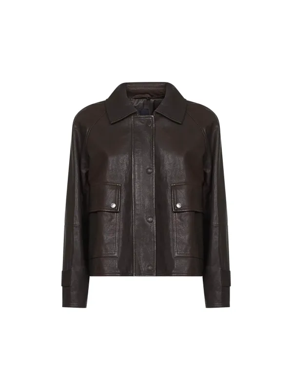 Brown Nappa Leather Berbice Jacket made by Lord & Taylor