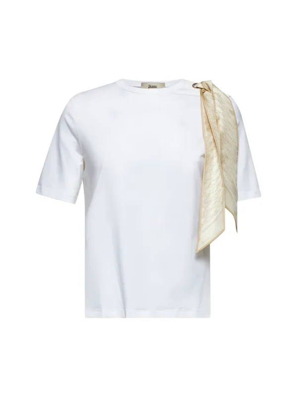 White Jersey T-Shirt with Scarf sold by Lord & Taylor