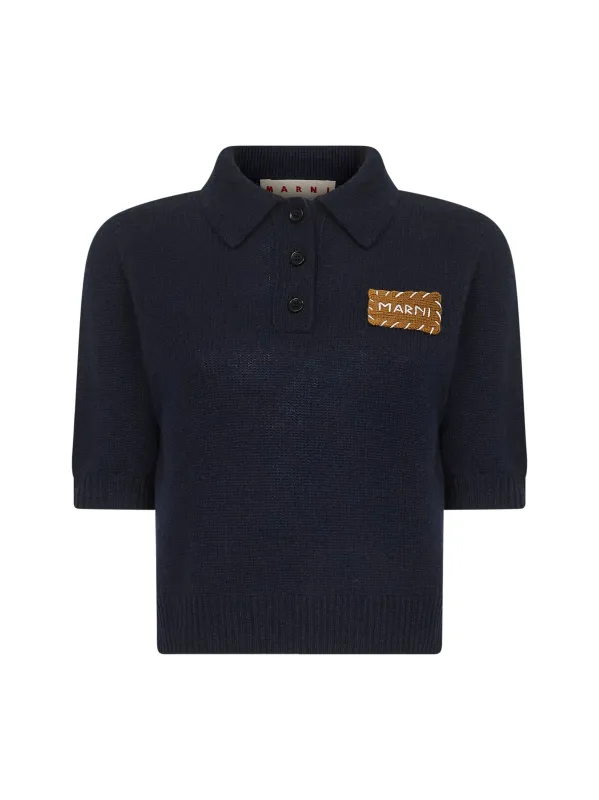 Blue Cashmere Knit Polo Shirt sold by Lord & Taylor