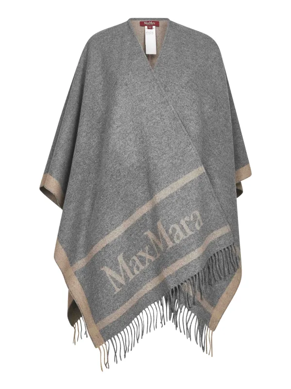 Grey Jacquard Wool Hilde Poncho made by MaxMara