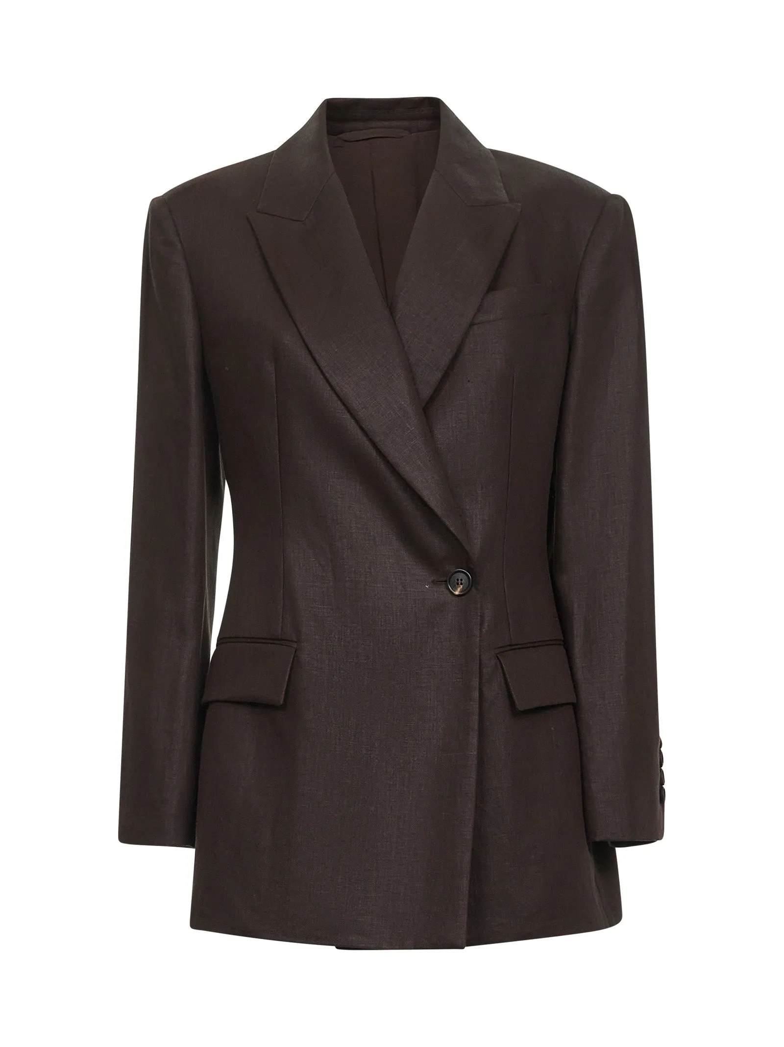 Brown Shiny Linen Twill Blazer sold by Lord & Taylor