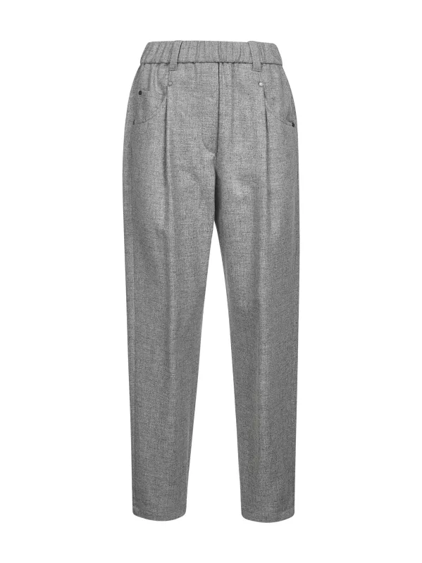Grey Wool and Cashmere Baggy Trousers made by Brunello Cucinelli