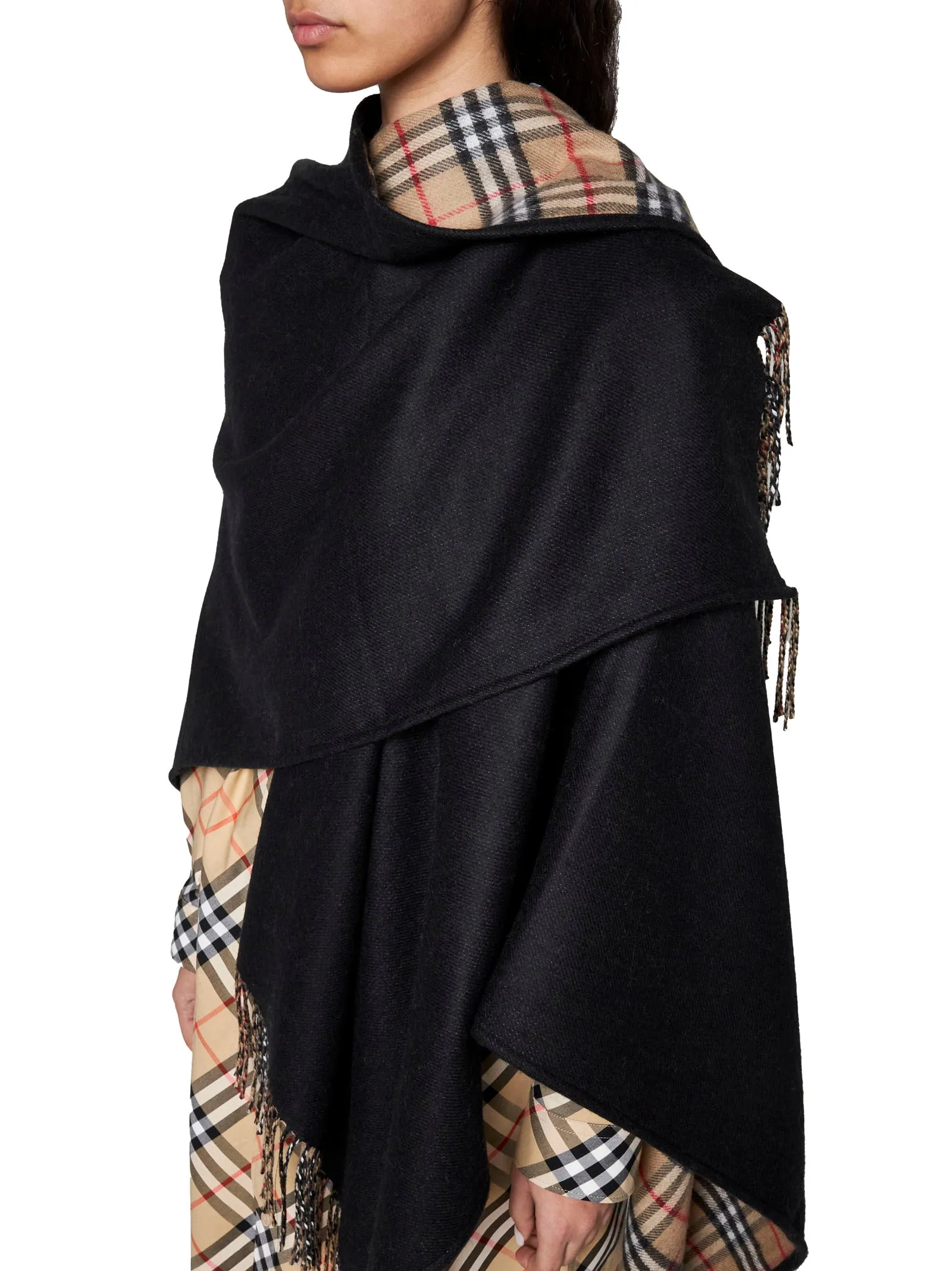 Reversible Check Wool Cape sold by Lord & Taylor product image thumbnail 4