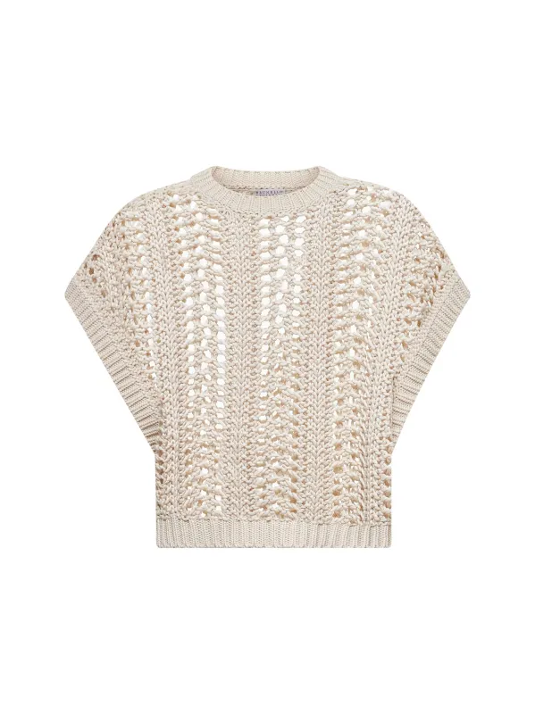 Beige Cotton Ribbed Net Sweater sold by Lord & Taylor