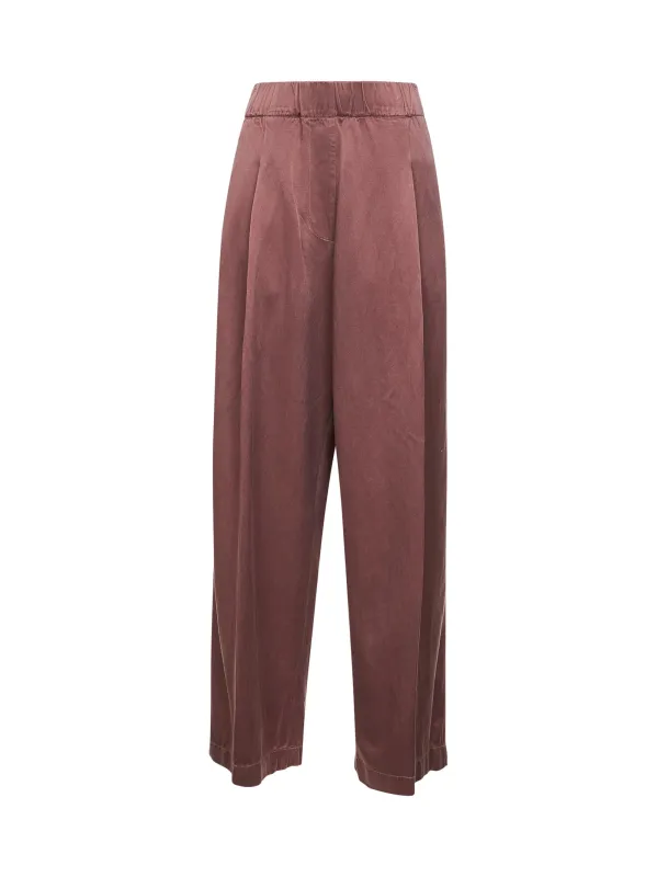 Brown Cupro Cotton Blend Wide-Leg Trousers sold by Lord & Taylor