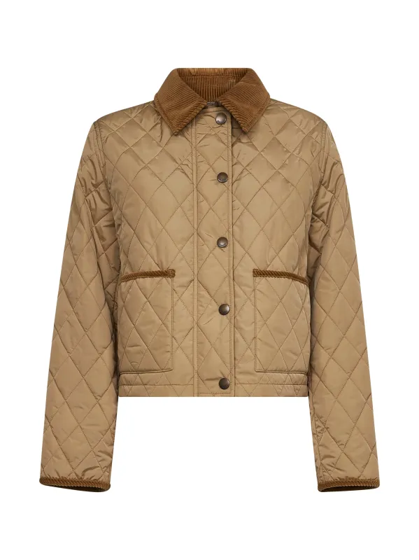 Beige Quilted Nylon Cropped Jacket sold by Lord & Taylor
