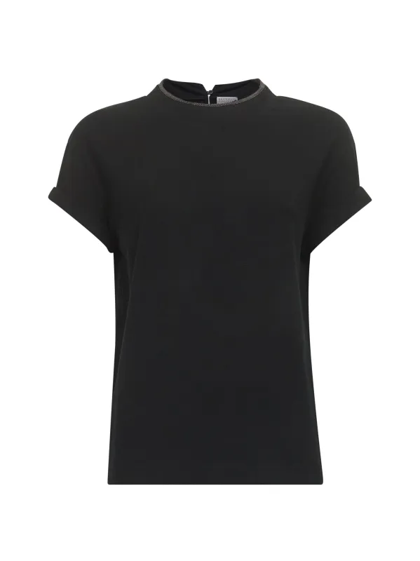 Black Stretch Jersey T-Shirt made by Brunello Cucinelli