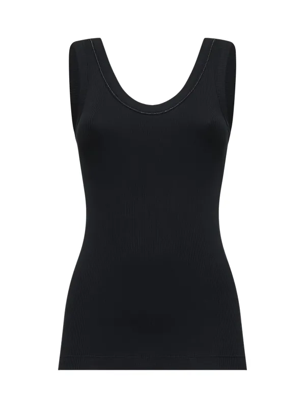 Black Ribbed Jersey Monili Top sold by Lord & Taylor
