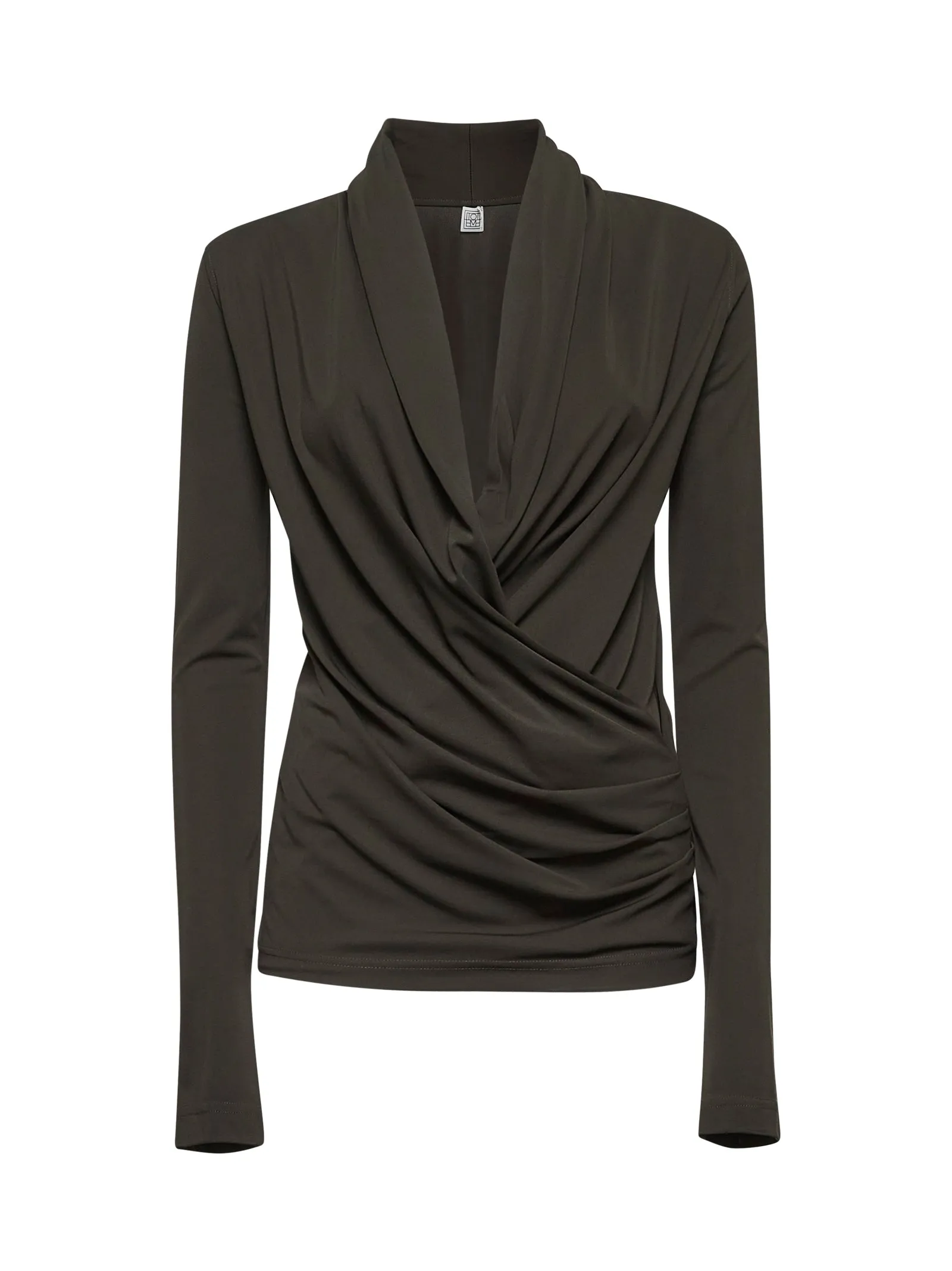 Black Fluid Jersey Overlapped Top sold by Lord & Taylor