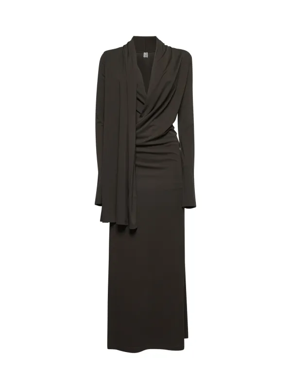 Black Fluid Jersey Overlapped Dress made by Toteme