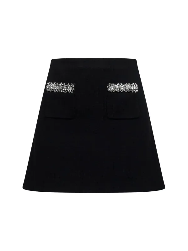 Black Embellished Knit Mini Skirt sold by Lord & Taylor