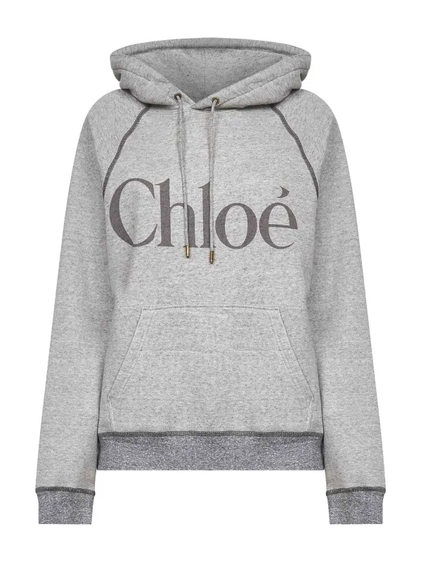 Chloé Grey Fleece Logo Hoodie sold by Lord & Taylor