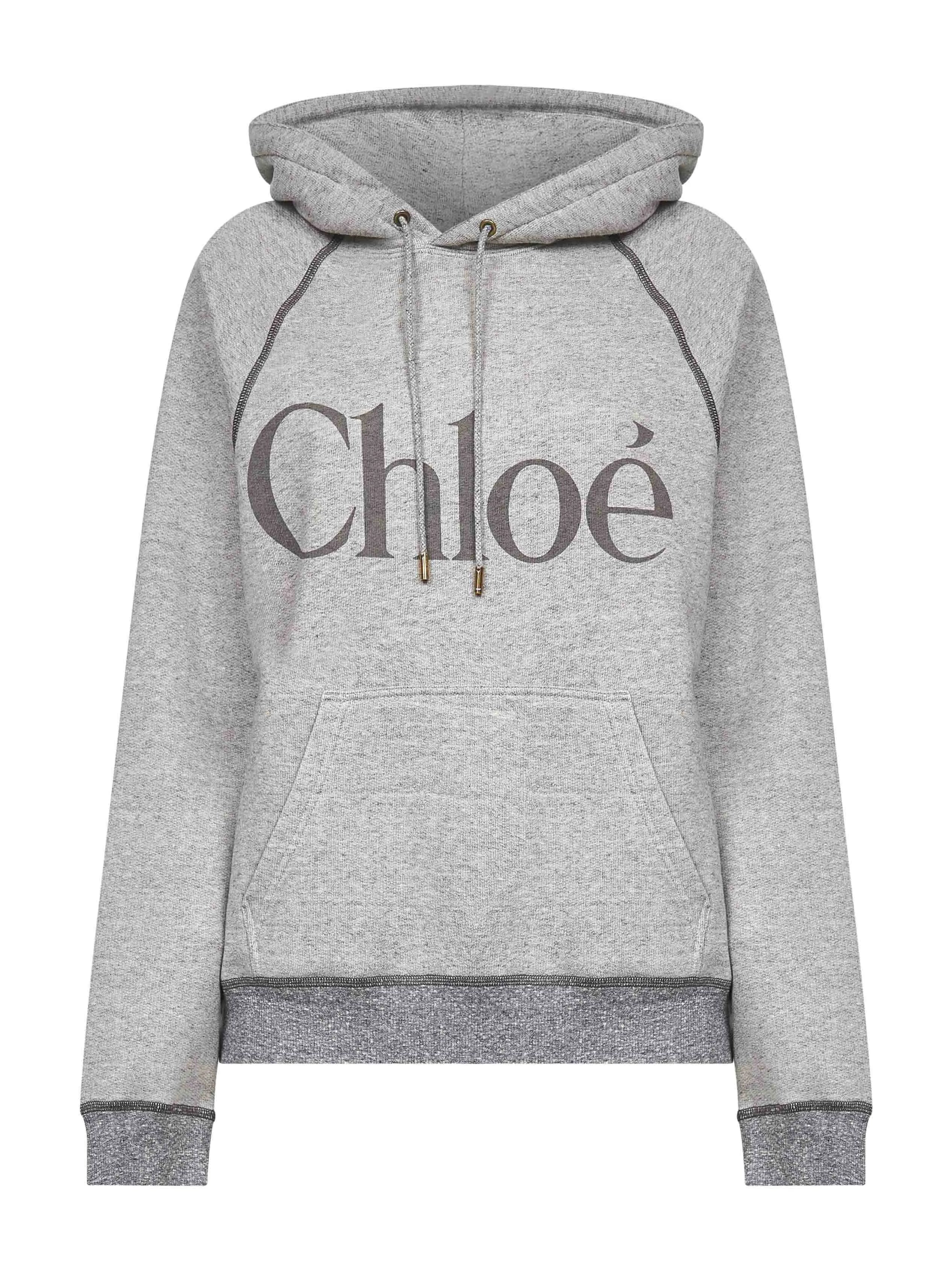 Chloé Grey Fleece Logo Hoodie sold by Lord & Taylor