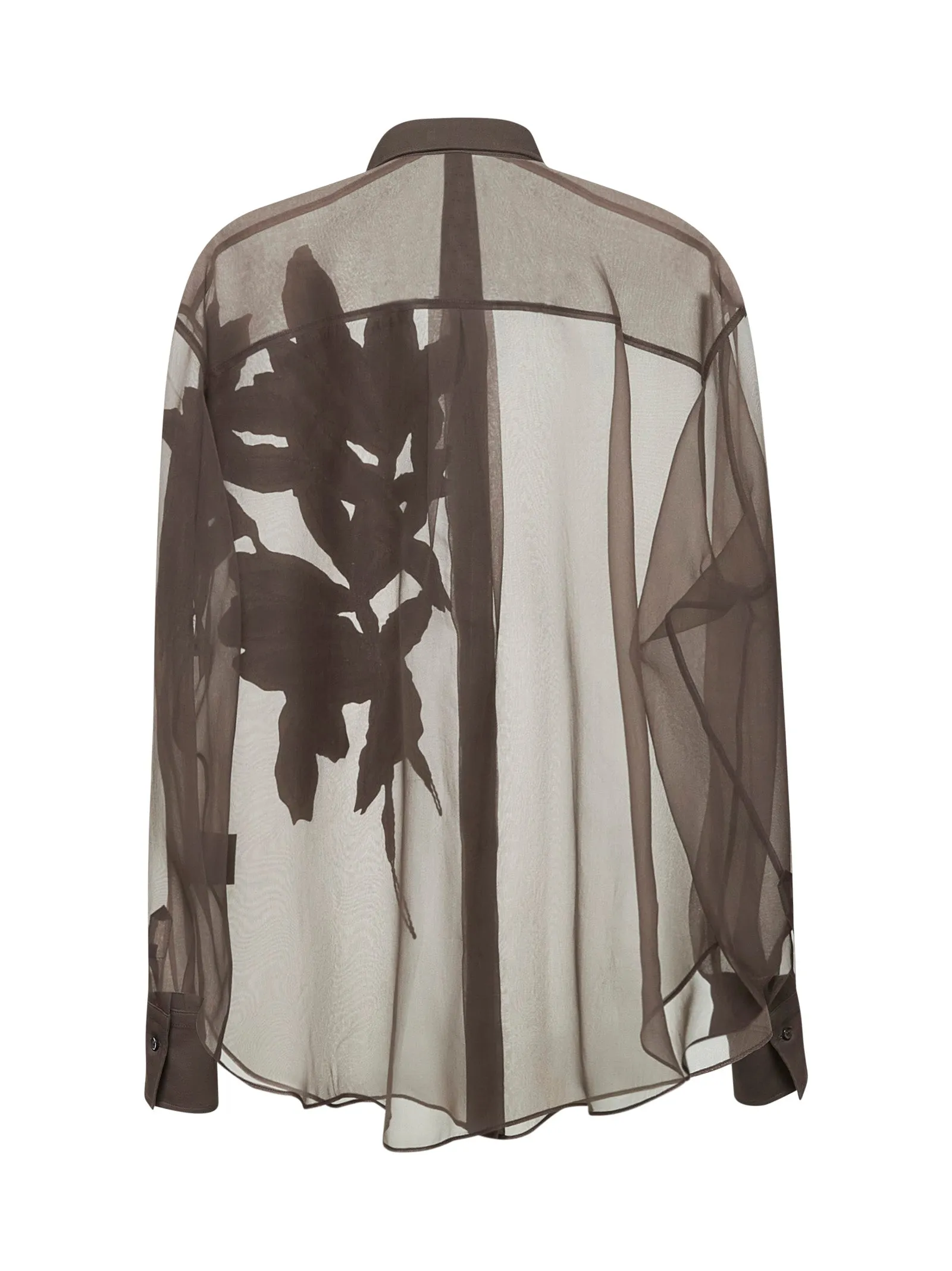 Brown Crispy Silk Flora Appliqué Shirt sold by Lord & Taylor product image thumbnail 2