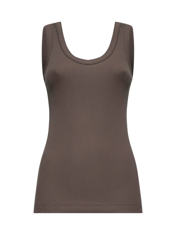 Brown Ribbed Jersey Monili Top sold by Lord & Taylor