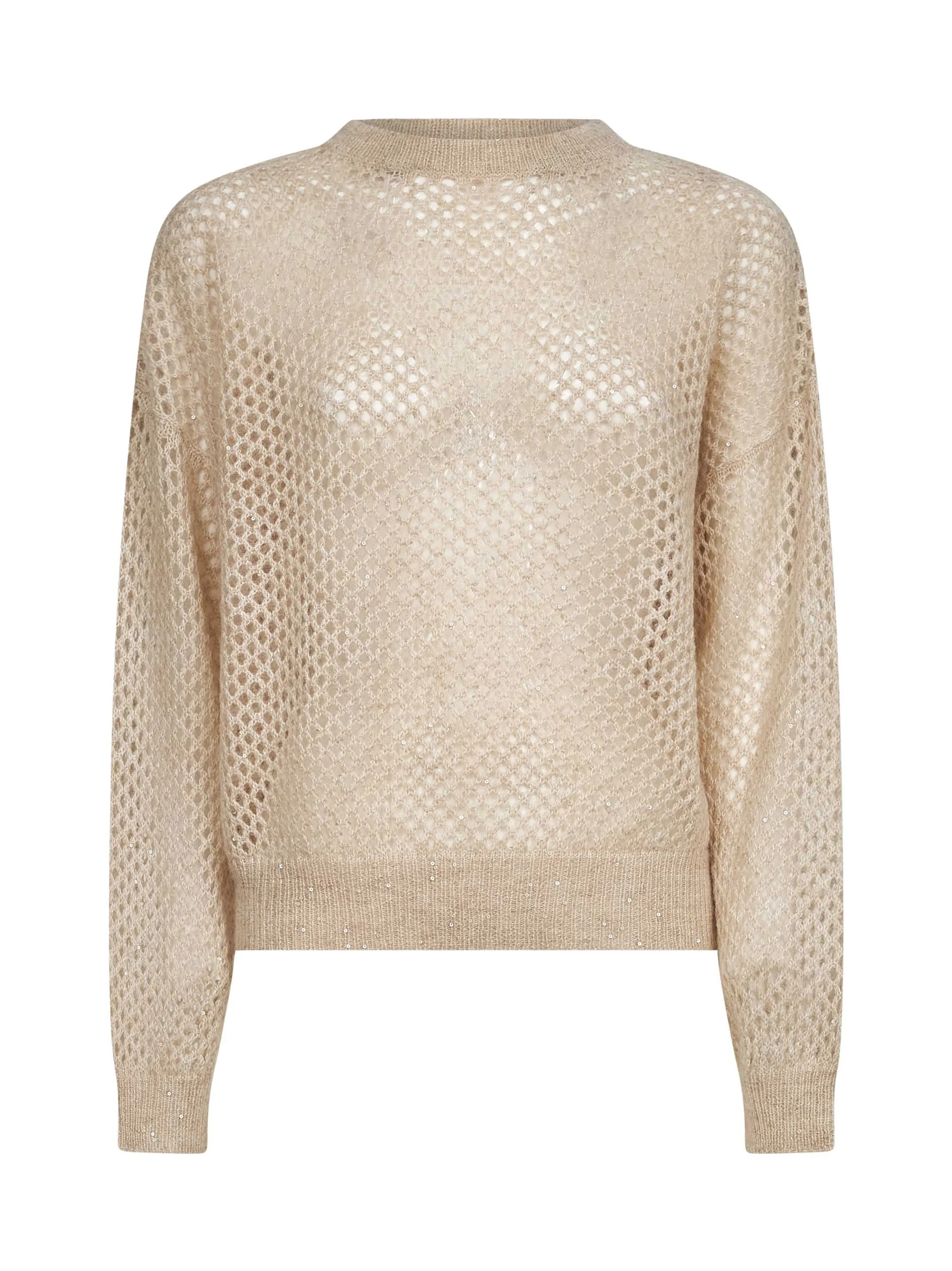 Beige Dazzling Mesh Crewneck Sweater sold by Lord & Taylor