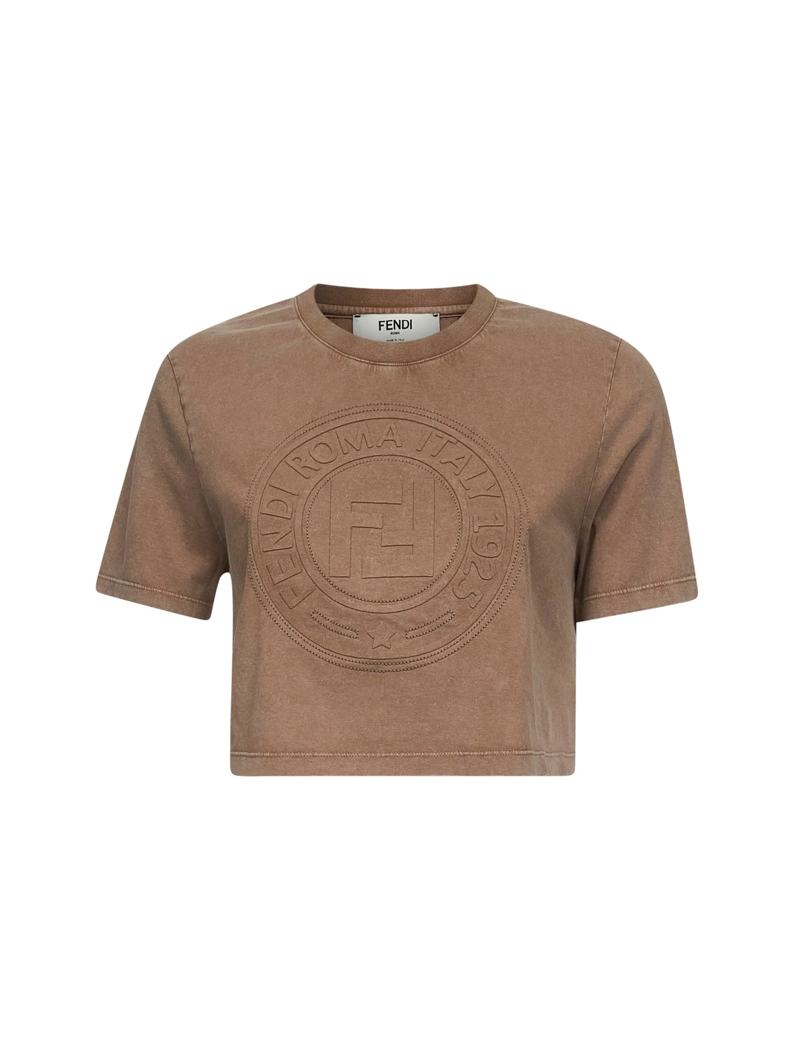 Beige Cotton Logo Crop T-Shirt sold by Lord & Taylor