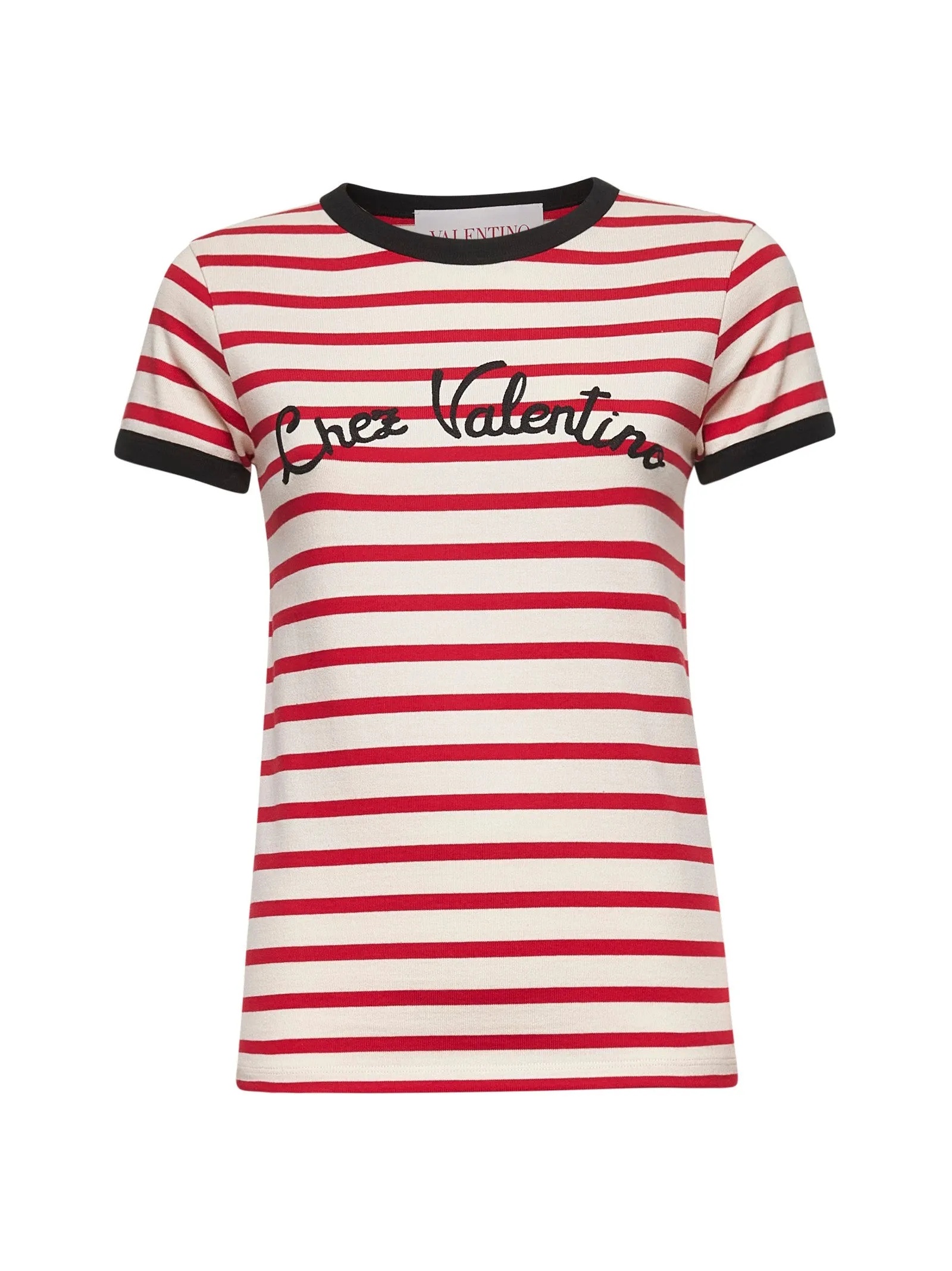 Ivory Striped Jersey Embroidered T-Shirt sold by Lord & Taylor