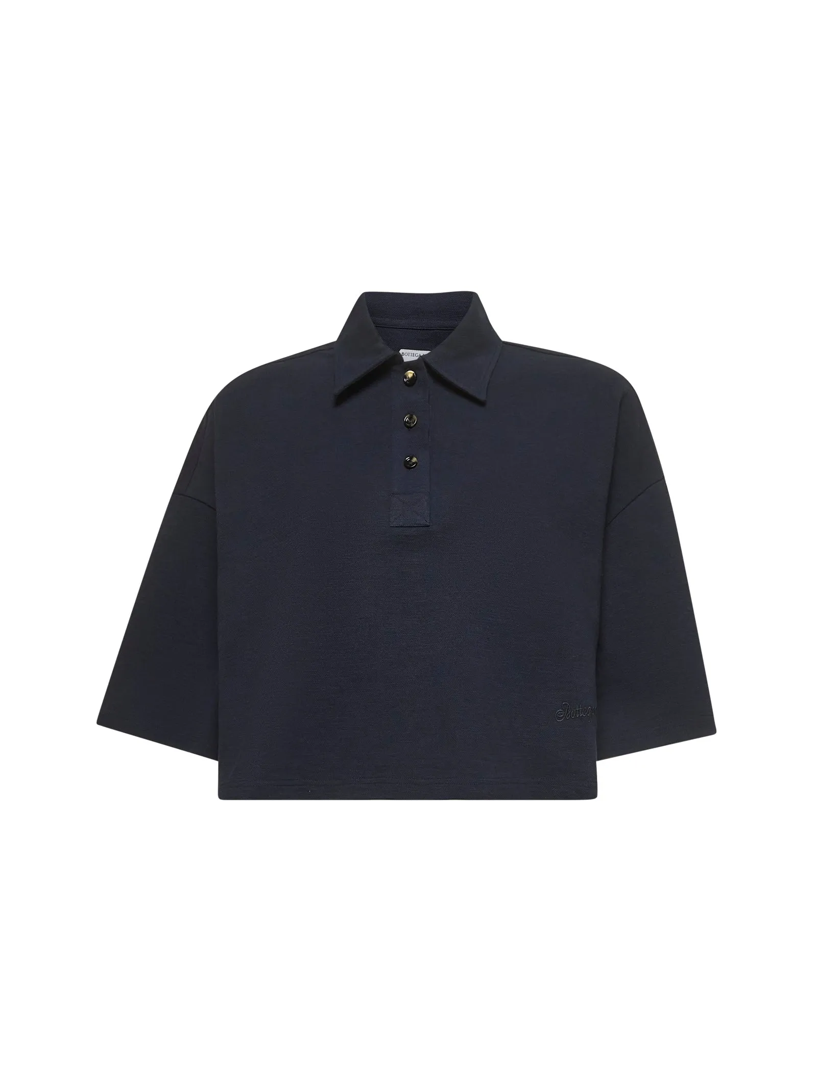 Blue Piqué Cropped Polo Shirt sold by Lord & Taylor