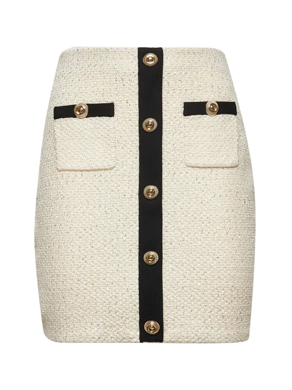 Cream Sequin Knit Mini Skirt sold by Lord & Taylor