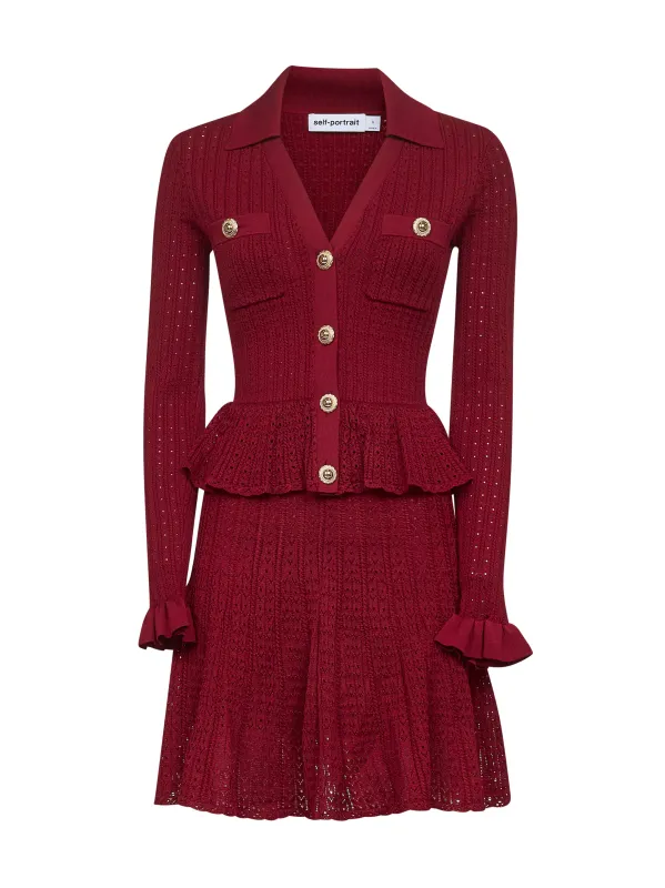 Burgundy Pointelle Knit Mini Dress sold by Lord & Taylor