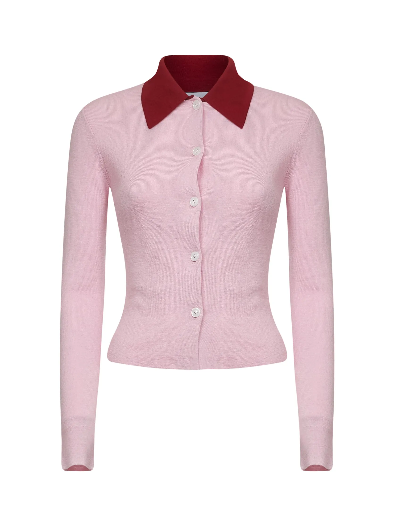 Pink Merino Wool Rib Knit Cardigan sold by Lord & Taylor
