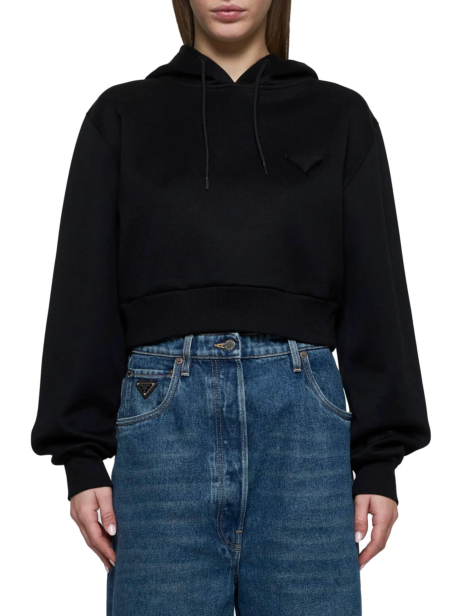 Prada Cotton Cropped Hoodie sold by Lord & Taylor product image thumbnail 2