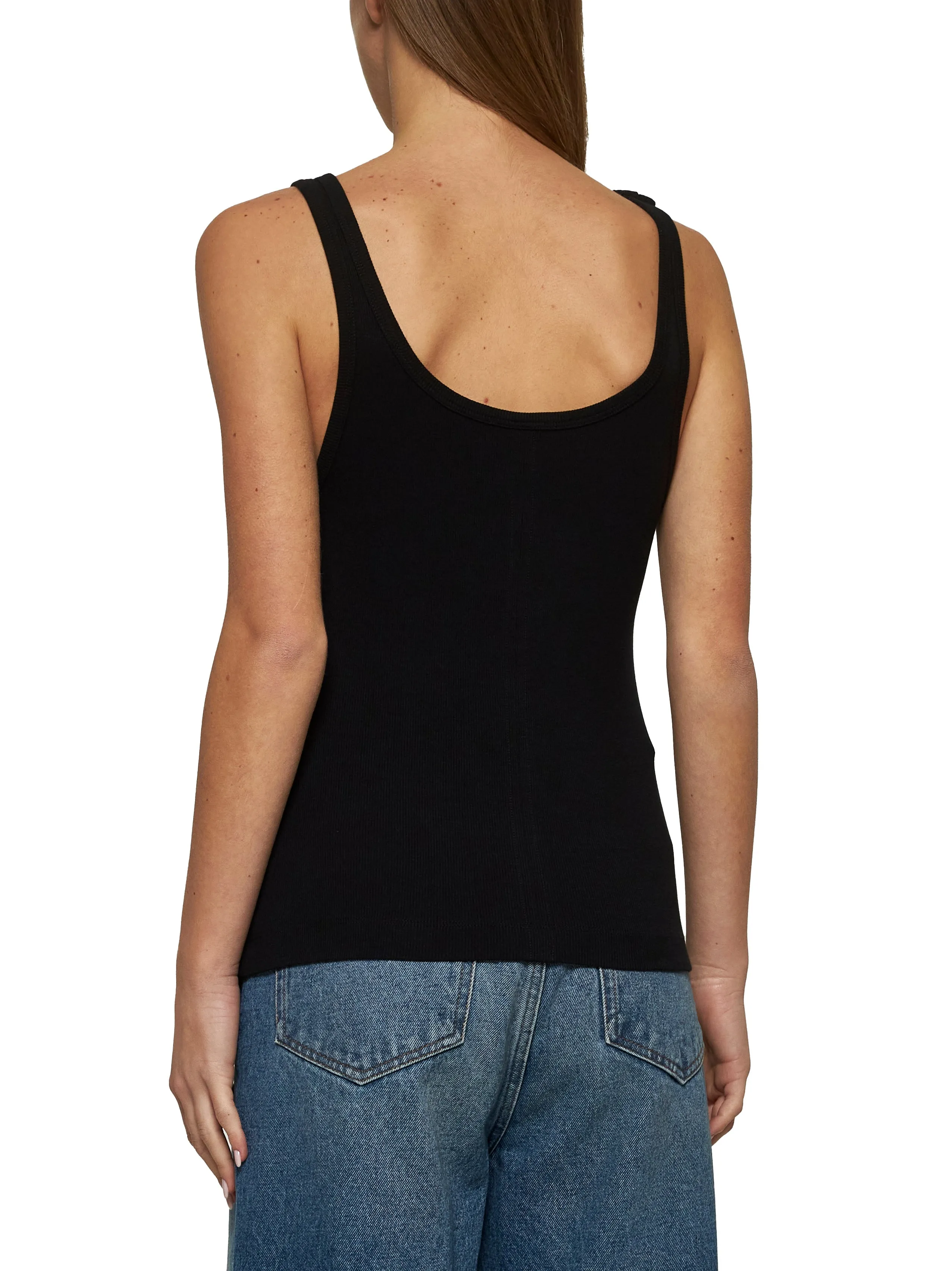 Black Ribbed Cotton Tank Top sold by Lord & Taylor product image thumbnail 4