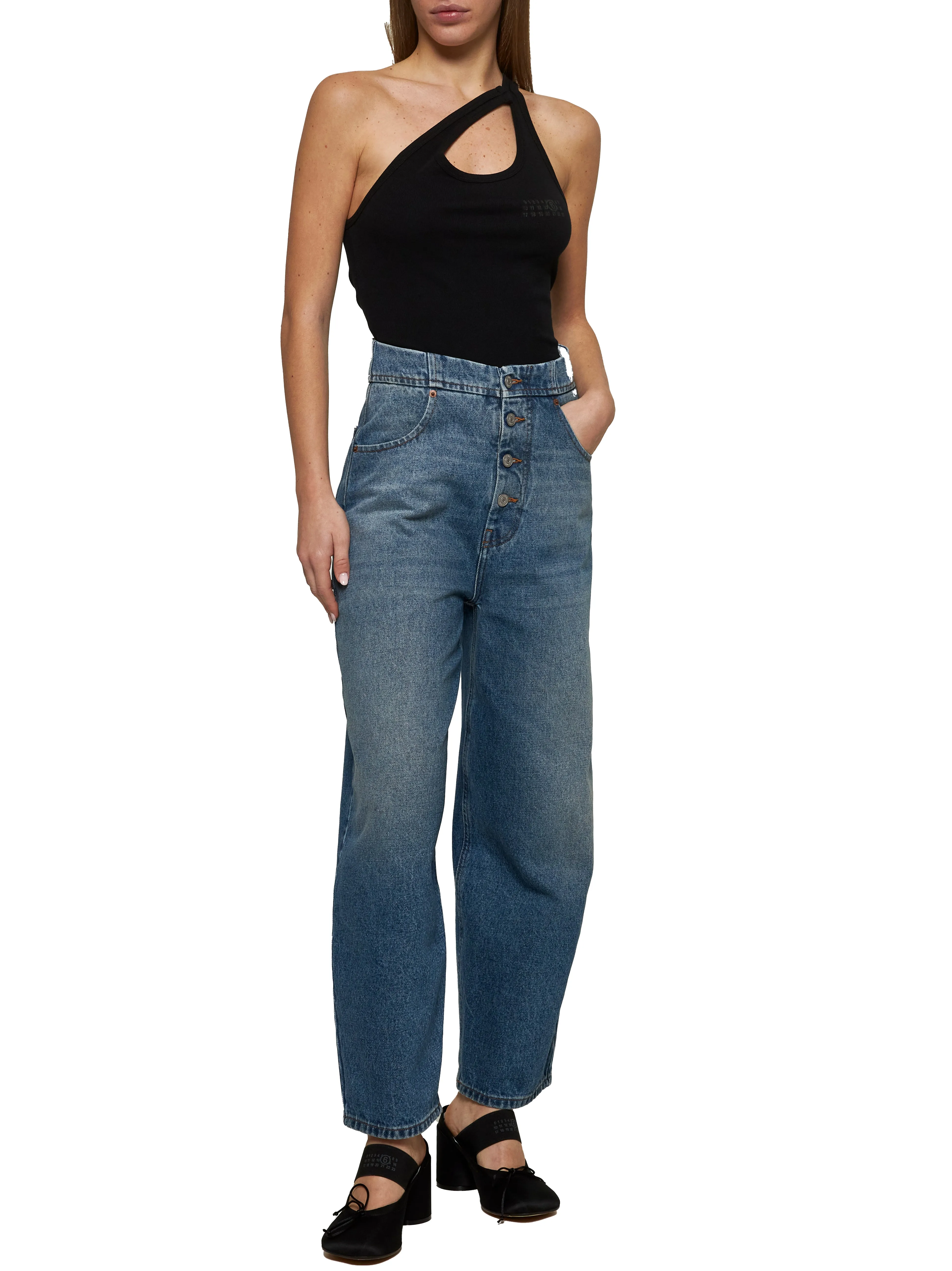 Black Ribbed Cotton Tank Top sold by Lord & Taylor product image thumbnail 2