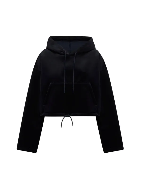Black Chenille Cropped Hoodie sold by Lord & Taylor