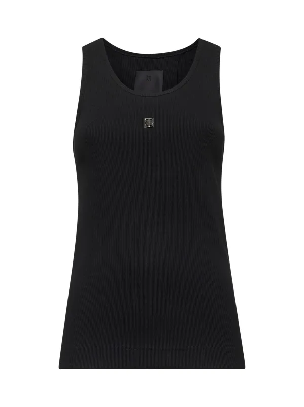 Black Ribbed Cotton Tank Top made by Givenchy
