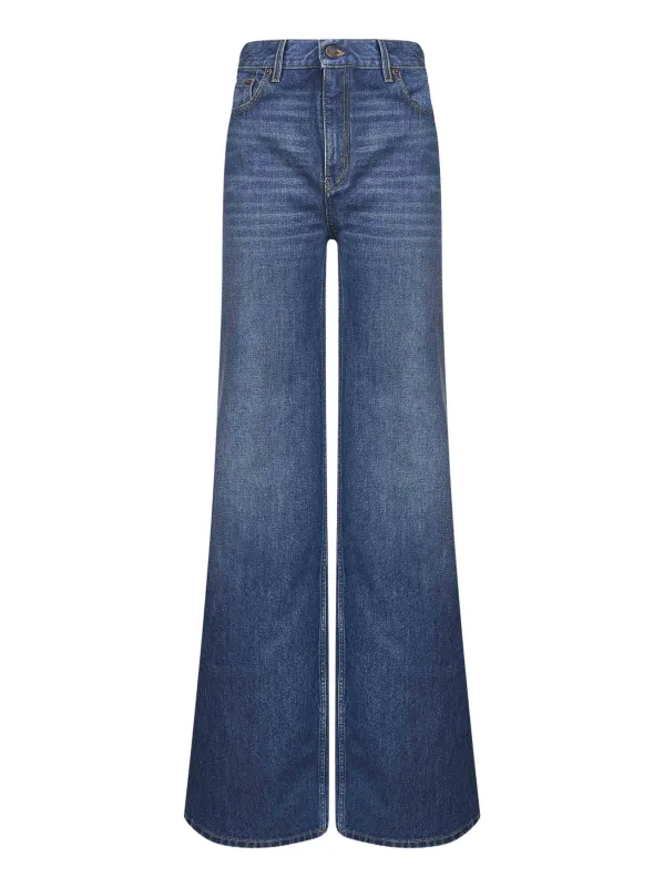 Blue High-Waisted Flare Jeans sold by Lord & Taylor