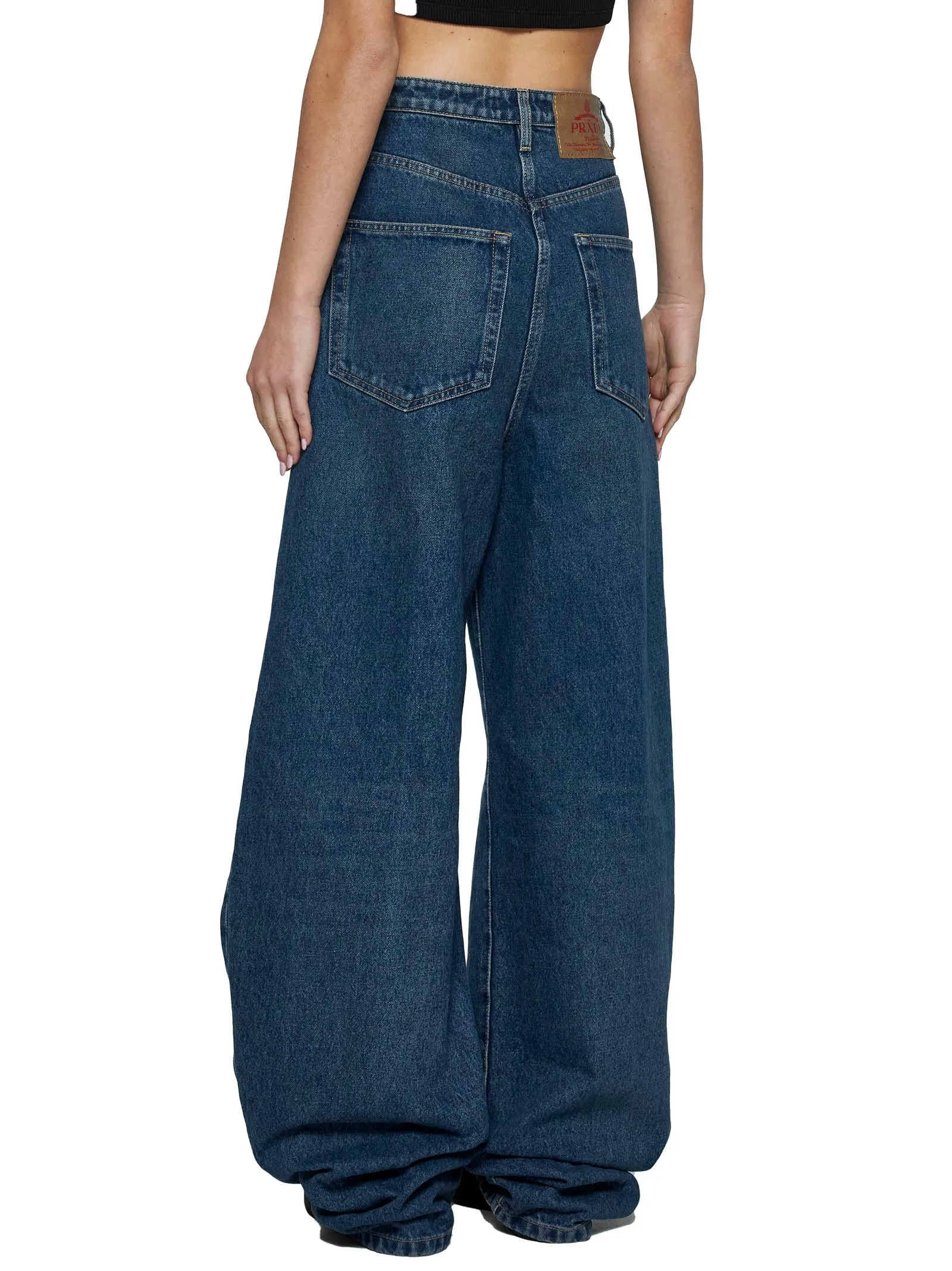 Prada Blue Denim Wide-Leg Trousers sold by Lord & Taylor product image thumbnail 4