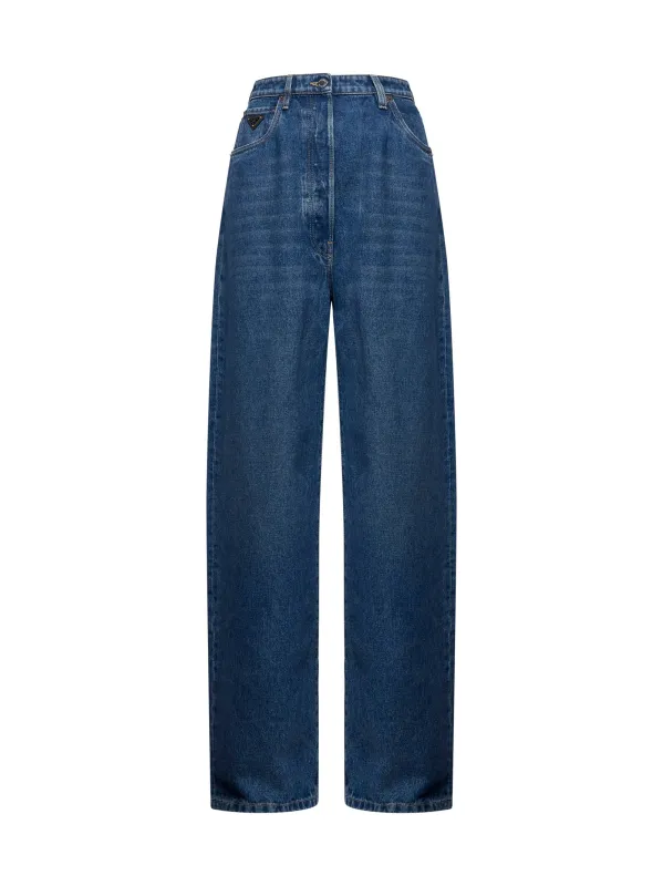 Prada Blue Denim Wide-Leg Trousers sold by Lord & Taylor