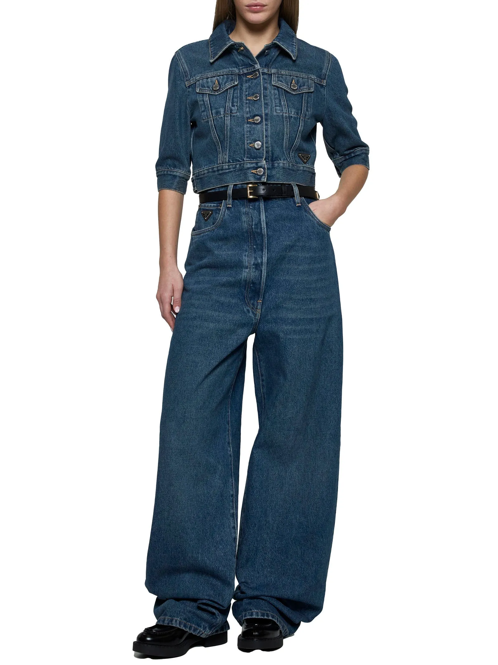 Prada Blue Denim Wide-Leg Trousers sold by Lord & Taylor product image thumbnail 2