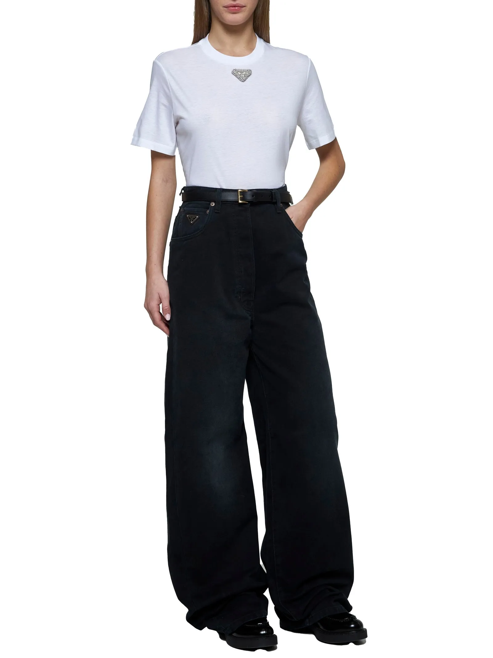 Prada Black Denim Wide Leg Jeans sold by Lord & Taylor product image thumbnail 2