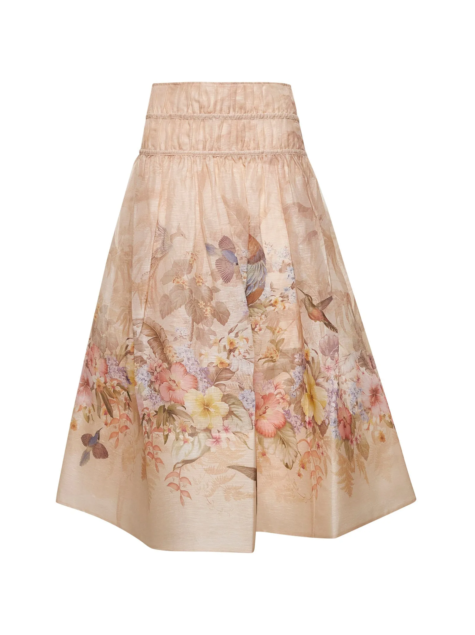 Ivory Linen and Silk Drawn Illuminate Midi Skirt sold by Lord & Taylor