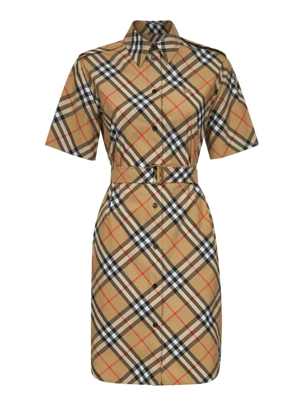 Beige Check Cotton Shirt Dress sold by Lord & Taylor