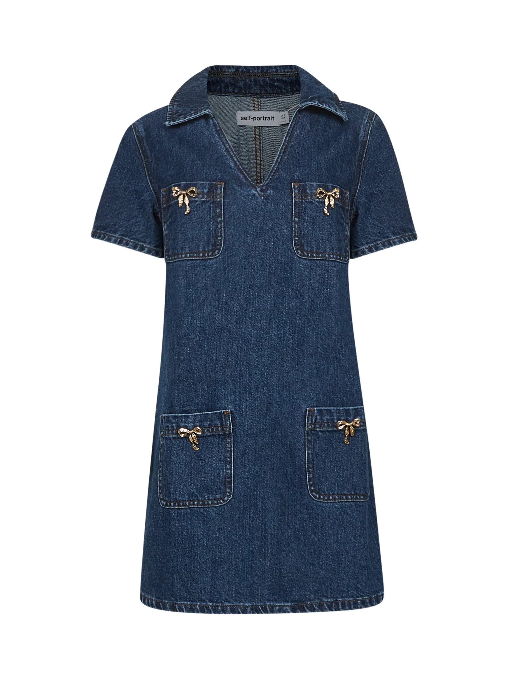 Blue Denim Mini Dress with Gold Bow sold by Lord & Taylor