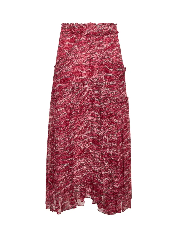 Red Printed Muslin Veronique Long Skirt made by Isabel Marant